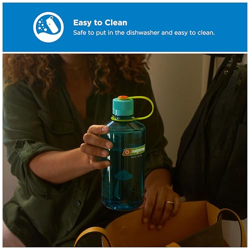 Nalgene 32 oz Narrow Mouth Water Bottle | BPA-Free, Durable & Leak Proof, Lightweight Bottle for Hiking, Gym & Travel, Cerulean - color: Cerulean Sustain, size: 32 Ounces