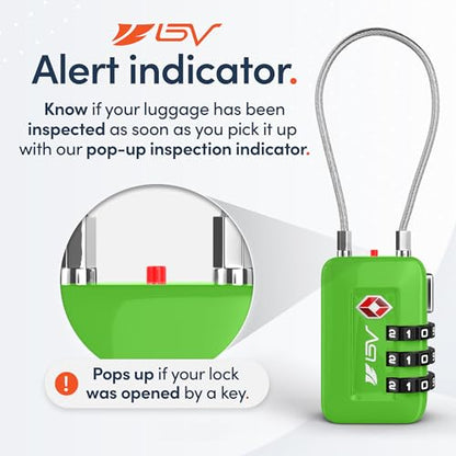 TSA Accepted Luggage Travel Lock, Set-Your-Own Combination Lock for School Gym Locker, Luggage Suitcase Baggage Locks, Filing Cabinets, Toolbox, Case (Green, 1 Pack) - color: Green, size: 1 Pack