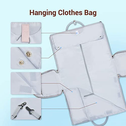 Garment Bags for Travel, Convertible Suit Travel Bag for Women, Stylish Carry On Garment Bag with Toiletry Pocket, Shoulder Strap and Shoes Compartment, 2 in 1 Foldable PU Leather Duffle Bag, Blue - color: Blue