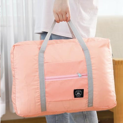 Travel Bag 12 Packes Carry on Luggage Foldable Duffel Bag Sports Gym Bag Weekender Overnight Bag Water Resistant Nylon Travel Duffel for Men Women (Pink 12PCS) - color: Pink 12