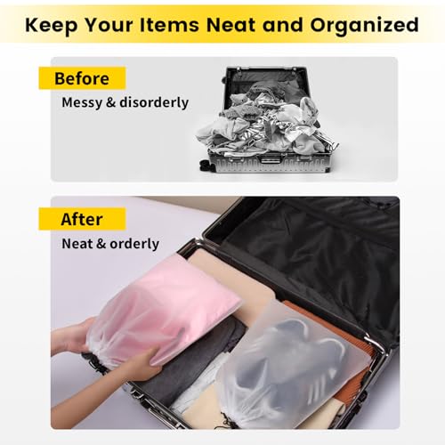 Vorspack Shoe Bags for Travel - 6 Pcs Transparent Drawstring Backpack Travel Shoe Bag Clear Drawstring Bag Large Shoe Organizer with Rope Travel Essentials for Men Women