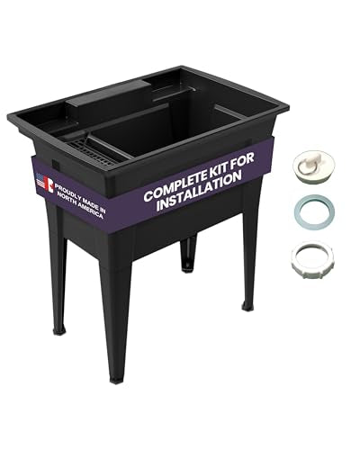 32” Utility Sinks for Laundry Room, Garage, Garden, Basement – Noah William Home Indoor and Outdoor Polypropylene Basement Wash Tub - No Faucet Included (Black) - color: Black, size: 32" - 25.6 gal