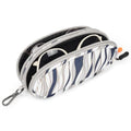 Double Eyeglasses Case Soft Portable Zipper Sunglasses Pouch with Keychain Clip for Men Women - color: Gray Wave