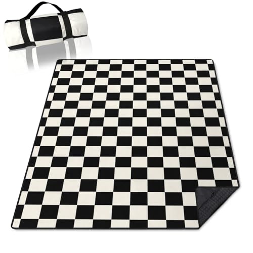 Checkered Blankets Waterproof Foldable,60’‘x80'' Portable Dual Layers Outdoor Travel Camping Backpacking Hiking Beach Blanket Mat for Grass Padded Lawn Park Beach,Checkered Picnic Accessories - color: Checkered