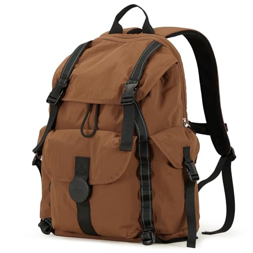 mixi Travel Backpack for Women Men, 18 Inch Carry On Laptop Backpack Flight Approved fits 16'' Laptop, Lightweight Waterproof Hiking Backpack Travel Outdoor Business Casual Daypack, Brown - color: Brown
