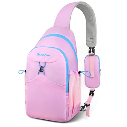 Seektop RFID Anti-Theft Crossbody Bag Sling Backpack for Women & Men, Casual Chest Daypack for Daily Travel - color: Pink
