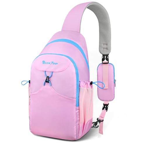 Seektop RFID Anti-Theft Crossbody Bag Sling Backpack for Women & Men, Casual Chest Daypack for Daily Travel - color: Pink