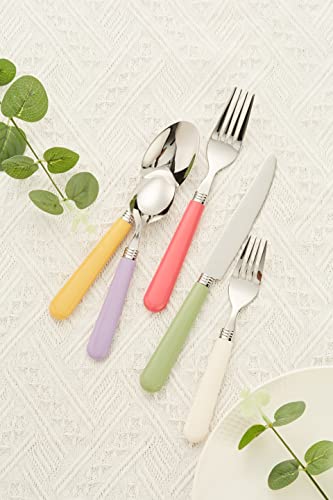 ANNOVA Silverware Set 20 Pieces Stainless Steel Cutlery Color Handle Flatware - 4 x Dinner Knife; 4 x Dinner Fork; 4 x Salad fork; 4 x Tablespoon; 4 x Teaspoon (Mix Solid) - color: Mix Solid