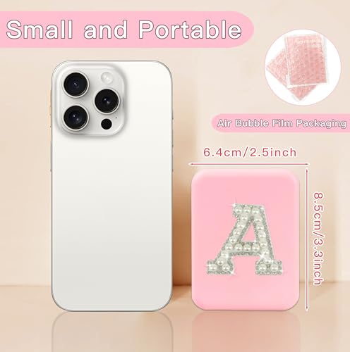 Bridesmaid Gifts for Wedding Day Pearl Initial Travel Makeup Pocket Mirror with Lights Pink 1X/2X Magnification LED Cute Compact Mirror Bridal Shower Gifts Bridesmaid Proposal Gifts (K) - color: K