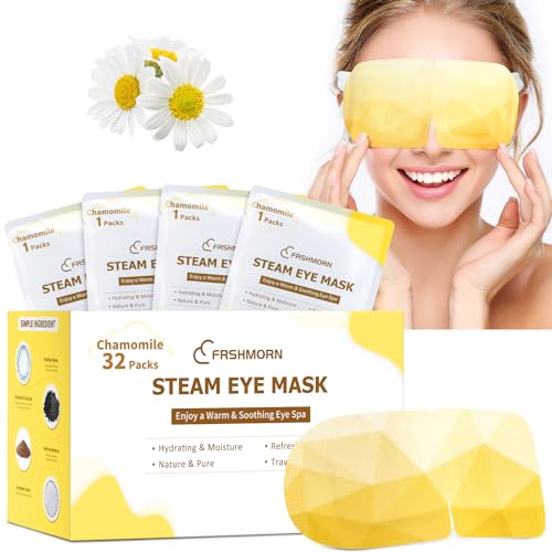 32Packs Steam Eye Mask, Heated Eye Mask for Sleeping, Warm Compress for Eyes, Self Heating Disposal Steam Mask for Home Sleep, Office, Spa, Travel Essentials Mothers Day Gifts (Chamomile) - color: 32Packs Chamomile
