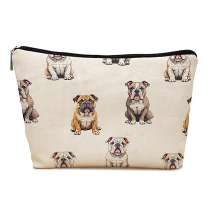English Bulldog Dog Makeup Bag, English Bulldog Lovers Gifts Cosmetic Bag for Women, Dog Mom Lovers Owner Gifts for Women Christmas, Pet Lover Gift Zipper Travel Makeup Pouch for Purse - color: english bulldog