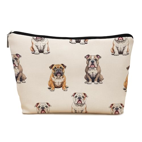 English Bulldog Dog Makeup Bag, English Bulldog Lovers Gifts Cosmetic Bag for Women, Dog Mom Lovers Owner Gifts for Women Christmas, Pet Lover Gift Zipper Travel Makeup Pouch for Purse - color: english bulldog