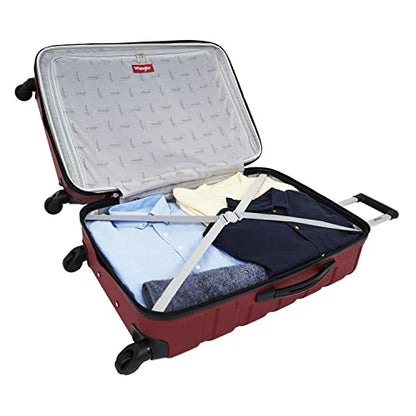 Wrangler 4 Piece Miami Luggage and Packing Cubes Set, Red - color: Red, size: 4 Piece Set