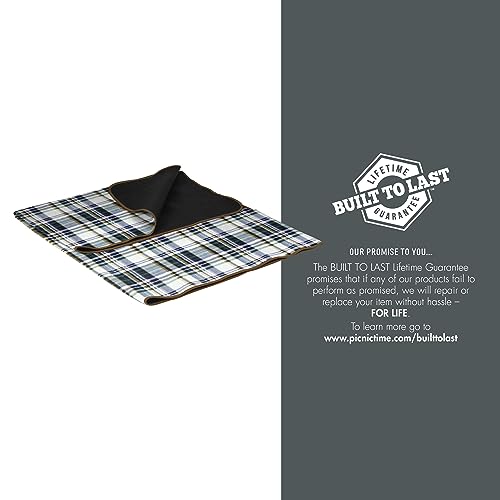 PICNIC TIME Outdoor Picnic Blanket Tote, 59"x51" Foldable Beach & Camping Blanket with Soft Fleece, Water-Resistant Bottom, Adjustable Strap & Zippered Pocket (English Plaid, Beige Flap) - color: English Plaid