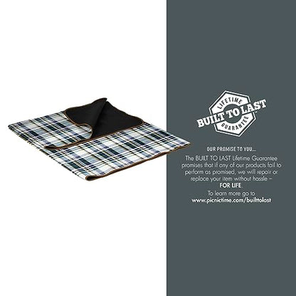 PICNIC TIME Outdoor Picnic Blanket Tote, 59"x51" Foldable Beach & Camping Blanket with Soft Fleece, Water-Resistant Bottom, Adjustable Strap & Zippered Pocket (English Plaid, Beige Flap) - color: English Plaid