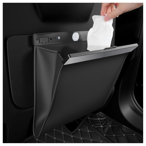 LED Car Trash Can Leak-Proof,Strong Magnetic Fast Closing Car Trash Bin as Cars Organizers and Storage,Cars Garbage Can with Automotive Trashs Bag for Backseat,Console,Door - color: Black