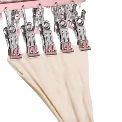Pants Hangers Clothes Drying Racks Clip Hangers Metal with 36 Clips Windproof Underwear Hanger Foldable Laundry Clip for Jeans Yoga Leggings Trousers Socks Bras (Pink) - color: Pink