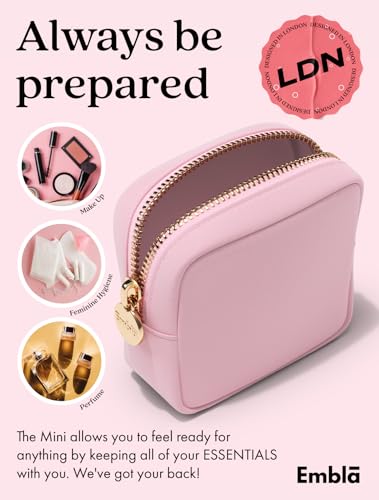 Embla Small Makeup Bag for Purse, Mini Waterproof Nylon Cosmetic Pouch, Durable and Lightweight Travel Toiletry Bag with Smooth Zipper, Light Pink - color: Flamingo, size: Mini