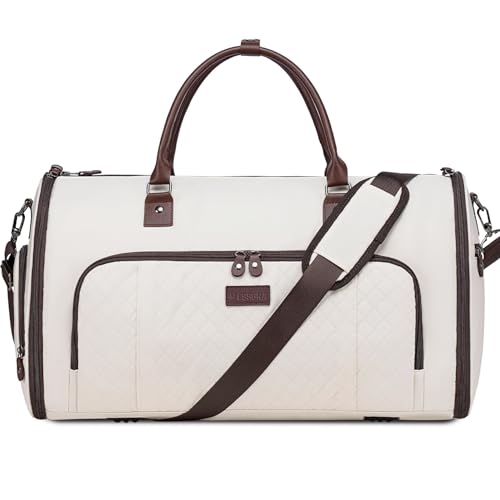Convertible Garment Bags for Travel, Carry On Garment Duffle Bags for Women, Garment Bag with Shoes Compartment, 2 in 1 Travel Suit Bag with Detachable Shoulder Strap (Beige-New) - color: Beige-New