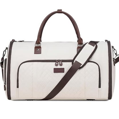 Convertible Garment Bags for Travel, Carry On Garment Duffle Bags for Women, Garment Bag with Shoes Compartment, 2 in 1 Travel Suit Bag with Detachable Shoulder Strap (Beige-New) - color: Beige-New