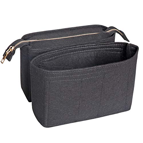 Bag Insert Organizer,2 Packs Insert Purse Organizer Fits For Neo Noe, Small Handbag Purse Neo Noe Organizer with Zipper for Women,Black - color: Black