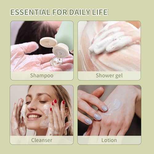 Empty Shampoo Bottles 6.7oz - Large Size Refillable Plastic Liquids Toiletry Containers - Empty Leak Proof Lotion Toiletries Dispenser - Green Flip Cap Top Body Wash and Cosmetic Set 4 Pack - color: Green
