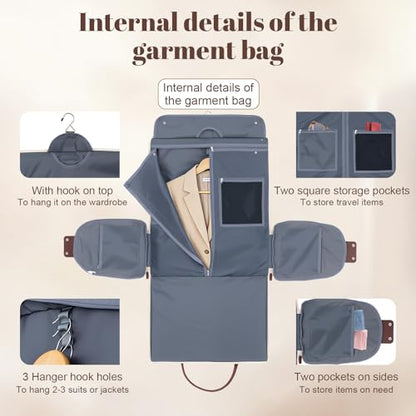 GARPROVM Garment Bags for Travel Women, 3 in 1 Convertible Garment Duffle Bags with Separated Tote Bag, Waterproof Suit Bag Travel Carry On Luggage Weekender Bag for Business Trip, Beige - color: Beige