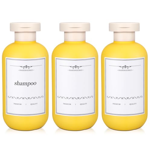 3 PACK Travel Shampoo Bottle, Empty Plastic Squeeze Bottles 6.8oz with Flip Cap, Lotion Container for Toiletries Travel Size Shampoo and Conditioner - color: Yellow, size: 6.8 oz