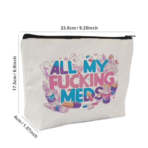 Medicine Storage Pouch with Diabetes, Medicines Bag, and Medical Supply Designs, White Canvas Zipper Cases, Multi-Use Functionality (Gift for Birthdays, Graduation, Christmas) (Style E) - style: Style E