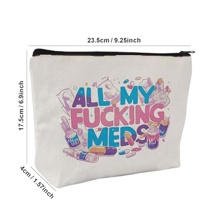 Medicine Storage Pouch with Diabetes, Medicines Bag, and Medical Supply Designs, White Canvas Zipper Cases, Multi-Use Functionality (Gift for Birthdays, Graduation, Christmas) (Style E) - style: Style E