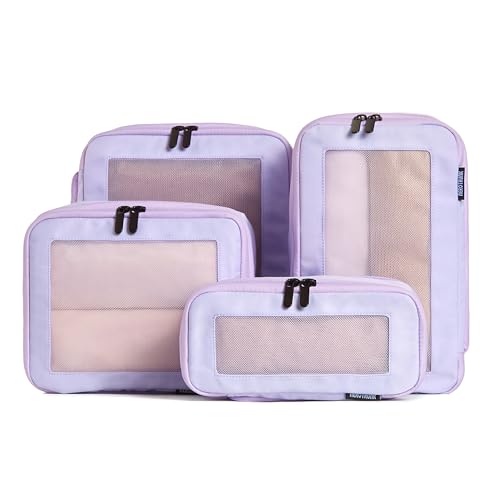 Aerotrunk Compression Packing Cubes for Travel - Luggage Organizer Bags - Double Zipper Packing Cubes for Suitcases (4-Pack, Purple) - color: Purple, size: 4-Pack
