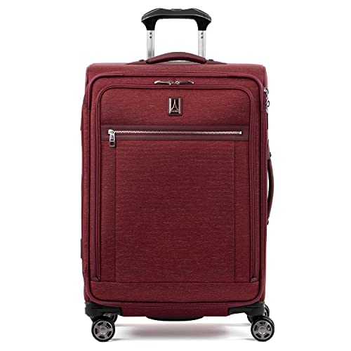 Travelpro Platinum Elite Softside Expandable Checked Luggage, 8 Wheel Spinner Suitcase, TSA Lock, Men and Women, Bordeaux Red, Checked Medium 25-Inch - color: Bordeaux Red, size: Checked-Medium 25-Inch