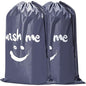 HOMEST 2 Pack XL Wash Me Travel Laundry Bag, Dirty Clothes Organizer, Large Enough to Hold 4 Loads of Laundry, Easy Fit a Laundry Hamper or Basket, Grey - color: (Ⅰ-Wash me)Gray & Grey