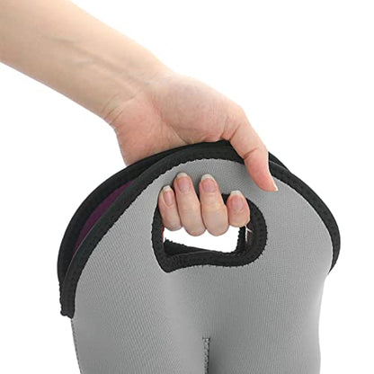 Hipiwe 2 Bottle Wine Tote Carrier Bag With Handle - Neoprene Insulated Holder for Water Bottles, Beer, Drinks - Protective Travel Picnic Carrier - style: Grey + Purple