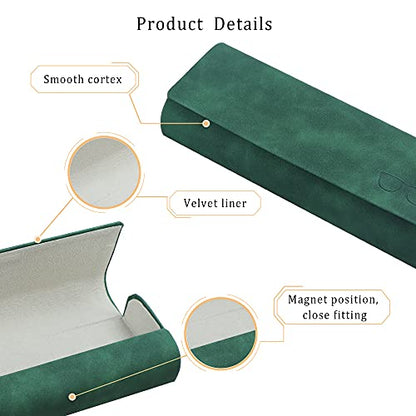 LifeArt Eyeglass Case Hard Shell, Portable Sunglass Case for Women and Men, fashionable PU Leather Eyeglass Case, Lightweight - color: 641_ybr(green)