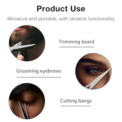 2 Pack Men's Beard & Mustache Scissors & Mini Comb Trimming Kit Black 4 inch