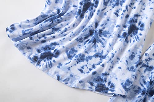 PNAEONG Women Pajama Set Sleepwear Tops with Capri Pants Casual and Fun Prints Pajama Sets - color: Blue Fireworks, size: Medium