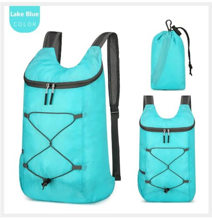levayhill 16L Foldable Hiking Backpack,Small Packable Daypack,Lake Blue | Lightweight ,Outdoor Collapsible Rucksack,Ultralight Folding Back Pack, Water Repellent, Men Women Travel Gym, Easy Carry-on - color: Lake Blue