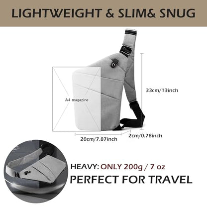 Anti Theft Crossbody Bags for Women Men, Multi-Pocket Shoulder Bag, Slim Sling Purse with 2 RFID Blocking Card (Right Shoulder-Khaki) - color: Right Shoulder-khaki