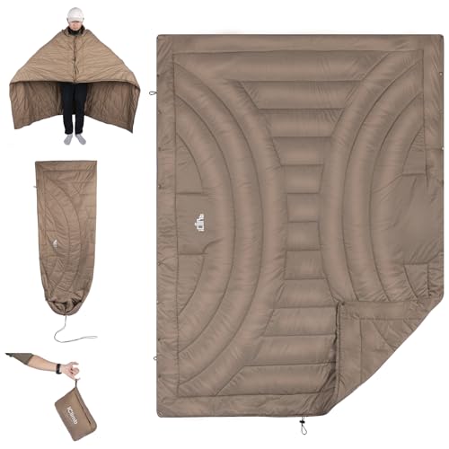 iClimb 3M Thinsulate Insulation Warm Camping Blanket Ultralight Compact - color: Khaki, size: 72.8” × 55”, 1 lb