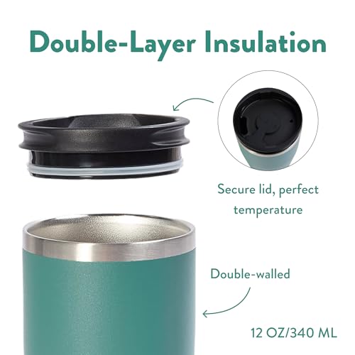 Tumbler, Stainless Steel 2-in-1 Travel Coffee Mug & Water Bottle, Leak Proof Insulated Cup for Hot & Cold Drinks, BPA Free, Fits Most Cup Holders (Peacock Green) - color: Peacock Green