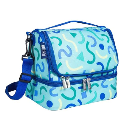 Wildkin Kids Two Compartment Insulated Lunch Bag – Keeps Food Hot or Cold, Easy-Clean Lining, Leak-Resistant & BPA-Free – Boys & Girls, Ideal for School, Travel & Daycare – Confetti Blue - color: Confetti Blue