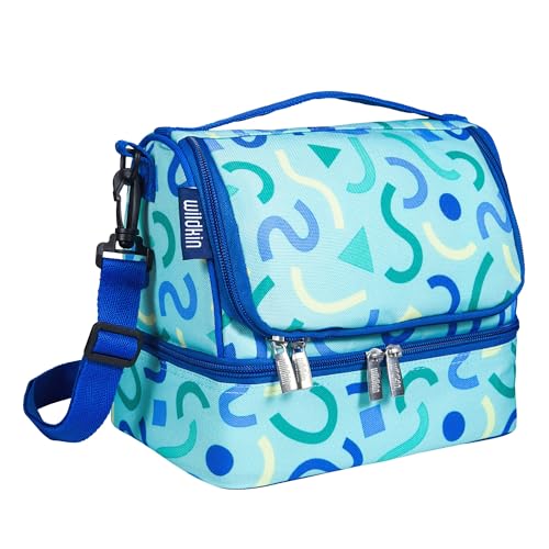 Wildkin Kids Two Compartment Insulated Lunch Bag – Keeps Food Hot or Cold, Easy-Clean Lining, Leak-Resistant & BPA-Free – Boys & Girls, Ideal for School, Travel & Daycare – Confetti Blue - color: Confetti Blue