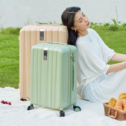 Hanke 20 Inch Carry On Luggage 22x14x9 Airline Approved Lightweight PC Hard Shell Suitcases with Wheels Travel Luggage Rolling Suitcase Travel Luggage Bag for Weekender（Cuba Sand） - color: Cuba Sand, size: Carry on 20 Inch
