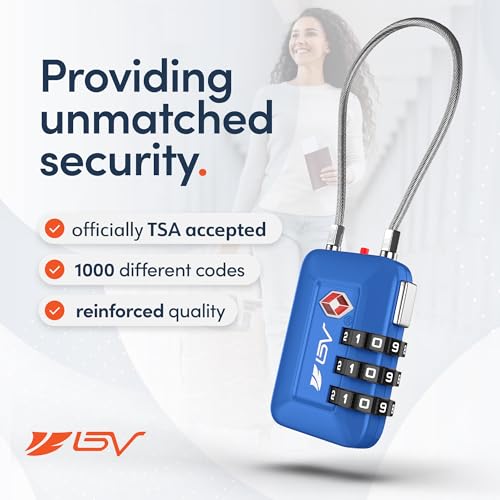 TSA Accepted Luggage Travel Lock, Set-Your-Own Combination Lock for School Gym Locker, Luggage Suitcase Baggage Locks, Filing Cabinets, Toolbox, Case (Blue, 2 Pack) - color: Blue, size: 2 Pack