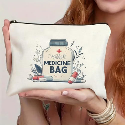 Medicine Storage Pouch with Diabetes, Medicines Bag, and Medical Supply Designs, White Canvas Zipper Cases, Multi-Use Functionality (Gift for Birthdays, Graduation, Christmas) (Style B) - style: Style B