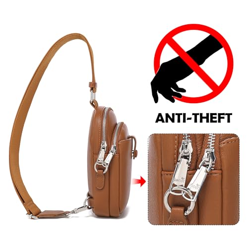 INICAT Anti Theft Crossbody Bags for Women Travel Small Sling Bag Fanny Packs Cross Body Purses Everyday - color: Brown Antitheft, size: Large