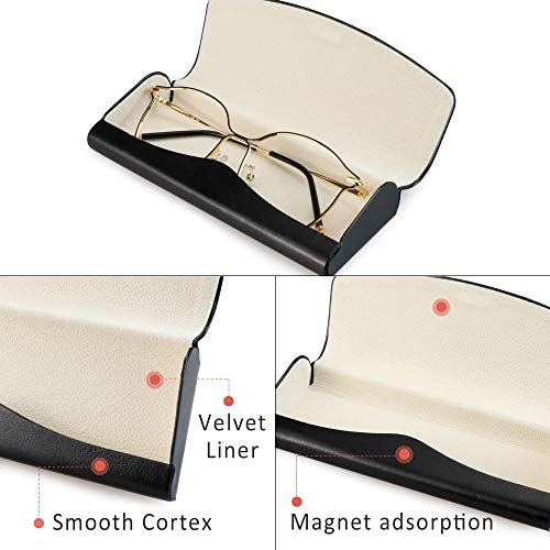 LifeArt Eyeglass Case Hard Shell, Portable Sunglass Case, Fashionable PU Leather Eyeglass Case, Lightweight - color: F_637-2_black