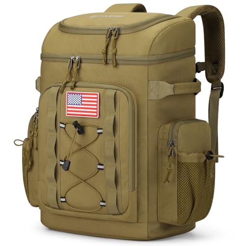 Maelstrom Backpack Cooler,Soft Lightweight Leakproof Cooler Backpack,Men Women 35/50 Can Insulated Cooler Bag,Keeps Hot/Cold for Up to 16 Hours,Perfect for Camping, Beach - color: Khaki, size: 35 Can