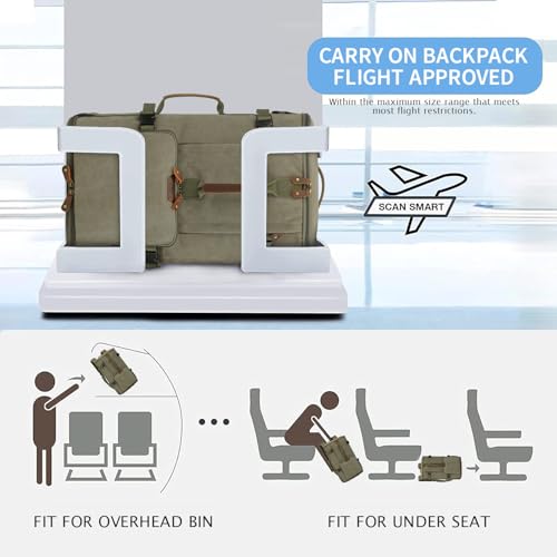 G-FAVOR Travel Backpack for Men, 40L Flight Approved Carry On Backpack, Water Resistant Canvas Rucksack with 17.3" Laptop Sleeve, Convertible Duffel Bag for Airplane, Business & Travel - color: Green